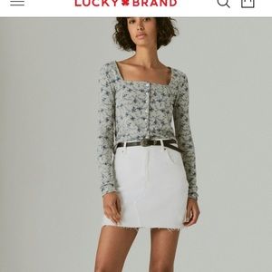 Lucky Brand High Rise Cut off Jean Skirt